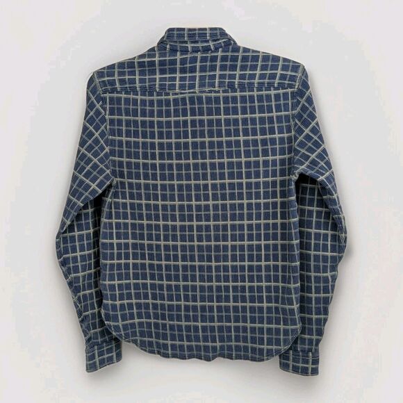 RRL Double RL Ralph Lauren Pullover Work Shirt Indigo/Cream Check Men's Small - Picture 2 of 7